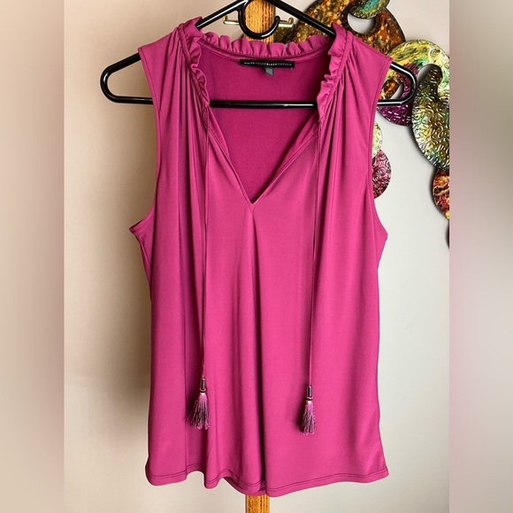 White House Black Market Tops - White House Black Mkt. Tank Sleeveless Medium Tassel Drop Back Hemline 25.5”